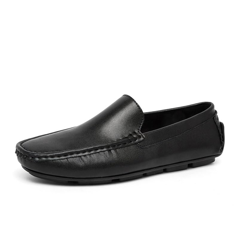 Loafers for Men Square Toe PU Leather Driving Style Loafer Lightweight Slip Resistant Flat Heel Fashion Slip-on