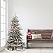 Puleo International Pre-Lit 4.5' Slim Flocked Aspen Fir Artificial Christmas Tree with 200 Lights, Green
