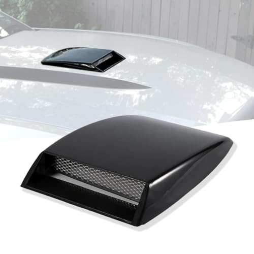 Toma de Aire Decorativa para Capó de Coche Universal - Rejilla de Ventilación de Capó Falsa (Fake Vent) - Cubierta de Capó Deportivo con Malla ABS Negro Brillante