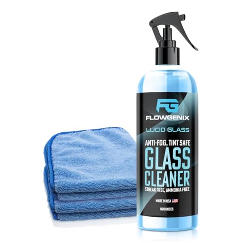 Flowgenix Window and Glass Cleaner Streak Free for Cars - Ammonia Free, Tinted Window Safe, Auto Glass Cleaner for Windows, Mirrors, Navigation Screens; Car, Truck, SUV and Home Use