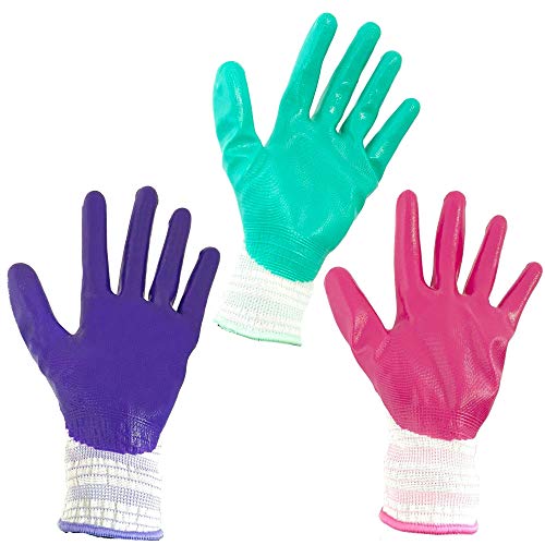 Artak Gardening Gloves For Women - 3 Pairs, Lightweight & Breathable, Nitrile Coating thumb #5
