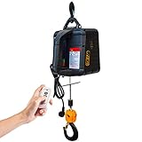 1100lbs Electric Winch Portable Hoist, 3-in-1 Cable Pulley with 25ft Sling & Manual Remote Control for Heavy Lifting, Ideal for ATV, Boat, and Industrial Use