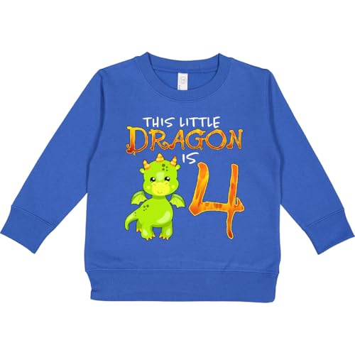 inktastic Dragon 4th Birthday- Turning 4 Toddler Sweatshirt 2T Royal 2f5ae