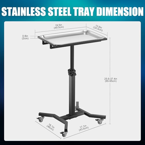 POARMEEY Tattoo-Tablett mit Rädern, Trolley, höhenverstellbar, Tattoo-Ständer Rolltablett für Studio