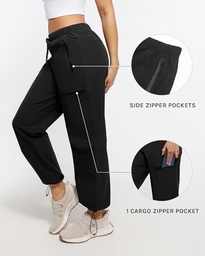 Women's Hiking Cargo Pants Quick Dry Lightweight Joggers with Multiple Zipper Pockets Adjustable Cuffs for Travel3