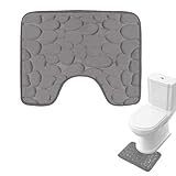 YQYCE WC Vorleger mit Ausschnitt, U-Förmige Badezimmerteppich, 40 x 50 cm Dunkelgrau, rutschfeste Unterseite, Ideal für Familien mit Senioren, Für Freistehende Toiletten