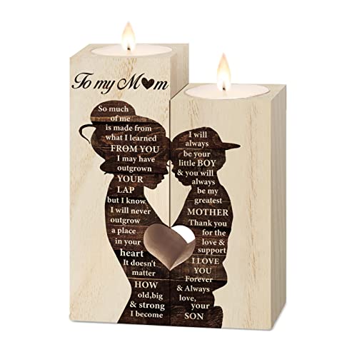 Mum Birthday Gifts, Gift for Mum Candlestick Candle Holder, Mother Presents from Son, Presents for Mummy,Stepmum,Mother in Law on Her Birthday, Heart-shaped