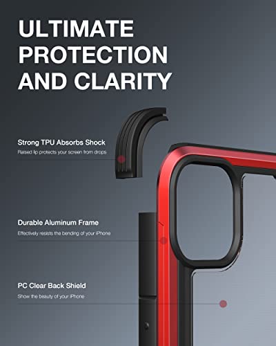 Image of X-Doria Raptic iPhone 12 Mini Case, Shield (Anodized Aluminum, TPU & Polycarbonate) Protection Case /Cover Designed for iPhone 12 Mini 5G (5.4-inch) (2020) (Military Drop Tested) - Red