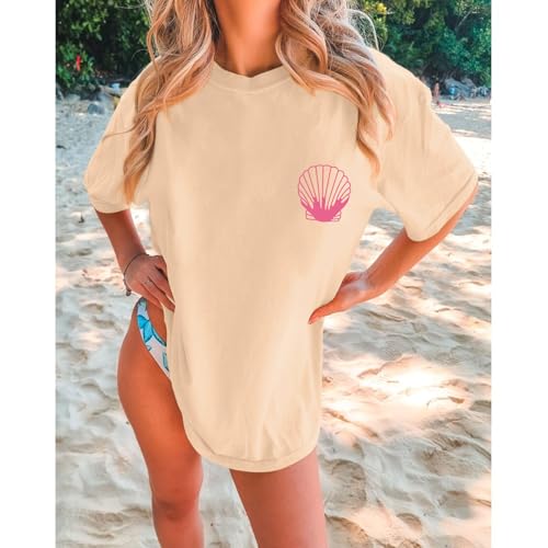 Image of Hawaiian T Shirts for Women Oversized Aesthetic Hibiscus Flower Beach Shirt Teens Preppy Tropical Graphic Tee Tops