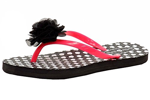 Lindsay Phillips Girls Madeline Polka Dot Interchangeable Flip Flop Size 13 Black