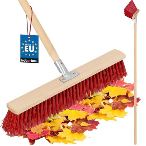 Kotarbau Escoba - 55 Cm - Natural - Cepillo Barrendero - Jardín De Escoba Exterior - Escobon De Barrer - Con Mango - Cepillo Industrial - Madera Pvc