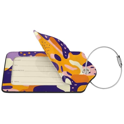 Mexpekil Gepäckanhänger mit Edelstahlringen, Leder-Kofferanhänger, abstrakte Farbe, Reisegepäck-Identifikator, Sichtschutz, Namensschild für Gepäck, Handtasche, Taschen, 2 Stück