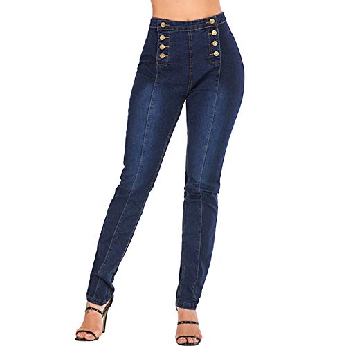 Jeans denim premium coupe droite et bootcut : pantalon stretch élégant aux finitions boutons