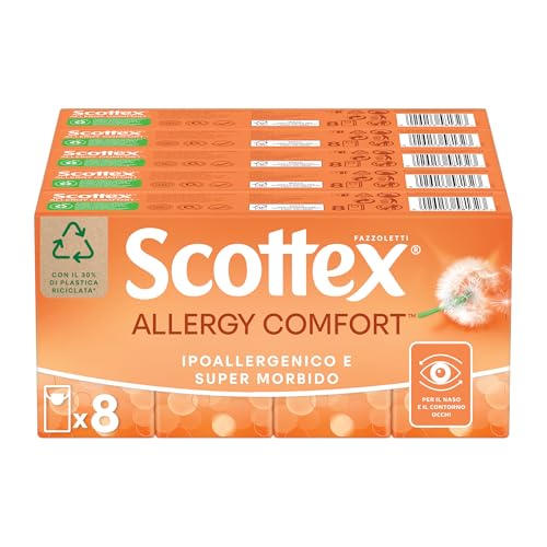 Scottex Fazzoletti Pocket Allergy, Ultra assorbenti, Oftalmologicamente testati, Confezione da 80 Pacchetti di Fazzoletti di carta (8x10)