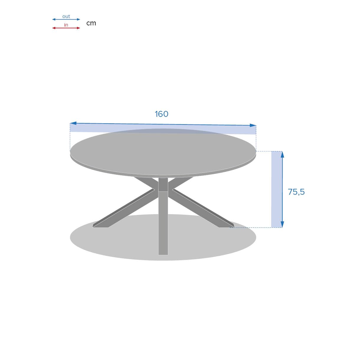 Hespéride - Mesa de jardín redonda Oriengo blanca - 8 plazas - Aluminio acacia con revestimiento epoxi antioxidante
