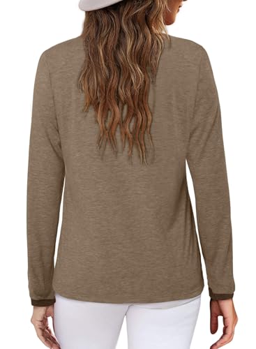ONLYSHE Women's Casual Striped Long Sleeve Tops Crew Neck Knit Basic Loose Fit T Shirts Fall Fashion Tunic Outfits