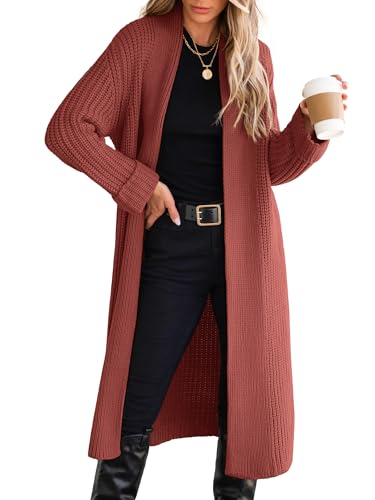 Image of ANRABESS Women Knit Long Cardigan Long Sleeve Open Front Lapel Oversized Sweater Coat 2025 Fall Duster Outerwear Clothes