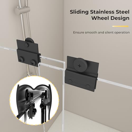 Image of Zevemomo 56 inch-60 inch W x 72 inch H Double Sliding Shower Door, Glass Shower Doors with 1 /4 inch (6mm) Clear Tempered Glass, Double Sliding Silent Soft-Close Shatterproof Door, Stainless Steel Handle, Black