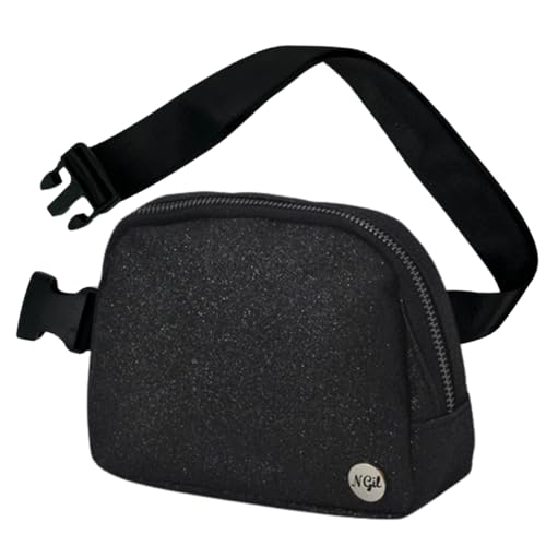 NGIL Mini Belt Bag for Women Crossbody Pack Waist Bag FannyPack with Adjustable Strap Crossbody Pouch for Traveling, Hiking (Glitter-Black)