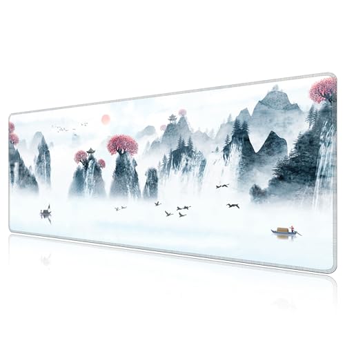 LL-COEUR Tapete de rato para jogos com motivo 120 x 50 x 0,3 cm, almofada de teclado antiderrapante XXL Desk Mouse Pad (1200 x 500 x 3 mm, paisagem 3)