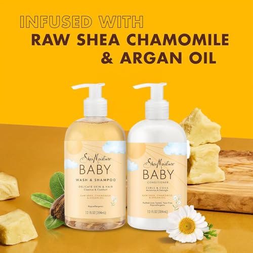 Image of SheaMoisture Baby Body Wash & Shampoo + Curls & Coils Conditioner, 13 Oz Ea