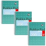 Pukka Pad, A5 Metallic Jotta Book 3-Pack for Home, School, and Office – 15 x 21cm – Wirebound Notebook with 8mm Lines and 80GSM Paper – Features Perforated Edges - 200 Pages, Green