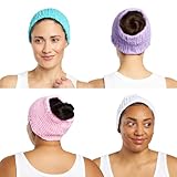 Turbie Twist 4-Pack Turbie Band for Beauty, Travel, Gifting - Cotton Headband for Personal Care - Comfortable, Extra-Wide Spa Headband - For All Hair Types - Classics