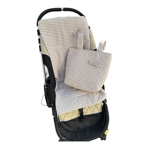 Colchoneta Carrito Bebé Universal 36x77 cm para Silla de Paseo + Bolsa – Funda Acolchada Algodón Transpirable Antideslizante, Colchoneta Verano Carro Bebé