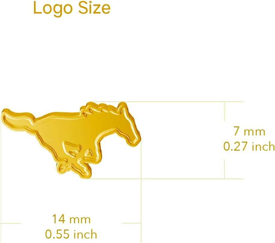 SMU Post Earrings - 24K Gold over 925 Solid Sterling Silver Studs, Officially Licensed Jewelry Gifts for Coaches and Women Graduates, Alumni, Southern Methodist Mustangs Logo Charms by Dayna Designs