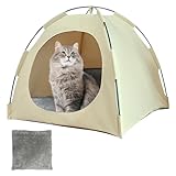 CEWROM Katzenzelt große Katze, Hundehöhle kleine Hunde, Katzenhöhle große Katzen Katzenhaus Indoor, Tragbares Katzenzelt für Katzen aus Atmungsaktivem Material, Waschbar & Leicht Katzentipi (Gelb, M)
