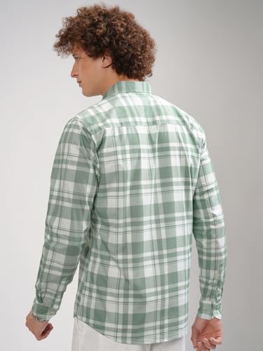 Image of Highlander Men's Cotton Slim Fit Checks Shirt | Full Sleeves | Regular Collar | Casual Shirts for Men