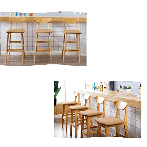 Tabourets de bar nordique dossier rembourré chaise haute 73 cm - 3