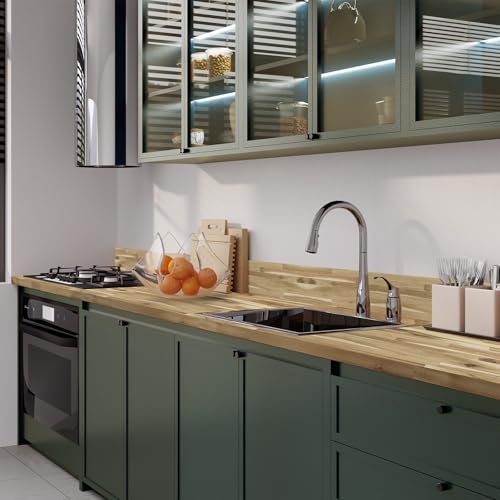 Howizz Acacia Butcher Block Countertop 36 x 25 x 1.5 Inches, Unfinished Solid Wood Table Top for DIY Desk Top, Workbench Top, Kitchen Countertop