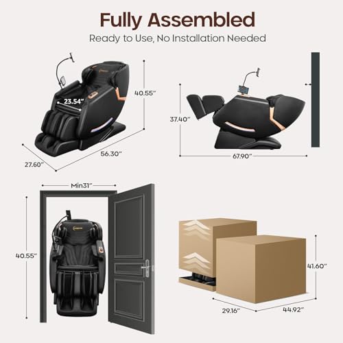 CASINTA 4D Massage Chairs Full Body - 53.5 Extend Sl Track Shiatsu Massage Chair - Zero Gravity Massage Chair,Core Heating & 22 Airbag, Smart Foot Rollers,Ai Voice, Yoga Mode