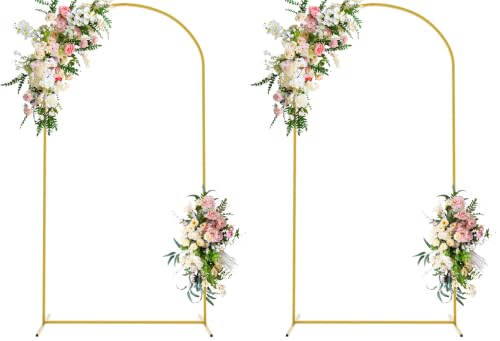 Image of 7.2 FT Wedding Arch Backdrop Stand, Gold Metal Arch Backdrop Stand for Wedding Ceremony Birthday Party Bridal Baby Shower Photo Booth Garden Floral Balloon Arches Decoration (Pack of 2)