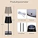 Pearlstar Solar Tischlampe Kabellos Akku Tischleuchte Outdoor, 2 Lademöglichkeiten, 4 Farbtemperaturen Dimmbar, Tragbare LED Schwarz Tischlampe USB Aufladbar für Esszimmer, Schlafzimmer, Außenbereiche