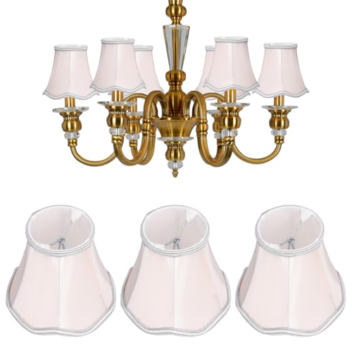 Image of 3Pcs Chandelier Lamp Shades, 13x12x8cm E14 Clip On Modern Fabrics Lampshade Pink Small Droplight Wall Lamp Shade for Wall Ceiling Table