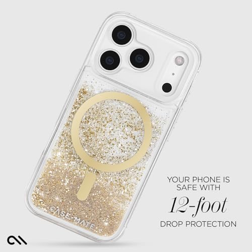 Image of Case-Mate iPhone 17 Pro Case - Gold Waterfall | Compatible with MagSafe - Liquid Glitter Phone Cover with 12ft Drop Protection - Magnetic Phone Cover for iPhone 17 Pro Max