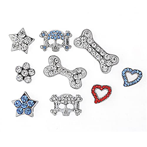 Yiwong 26 Strass-Accessoire-Buchstaben, Kleine Strass-Accessoires: Krone, Stern, Volles Herz, Hohles Herz, Blume & Totenkopf Cover