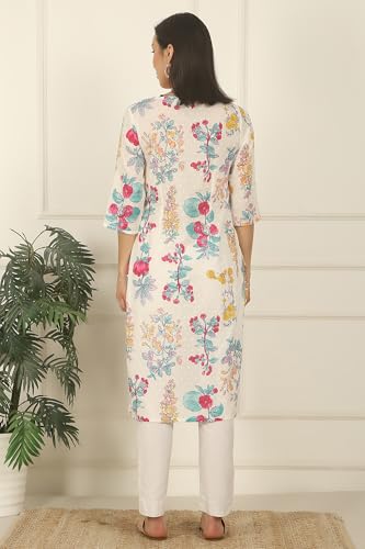 Image of W for Woman Swiss Dot Textured Cotton Straight Kurta