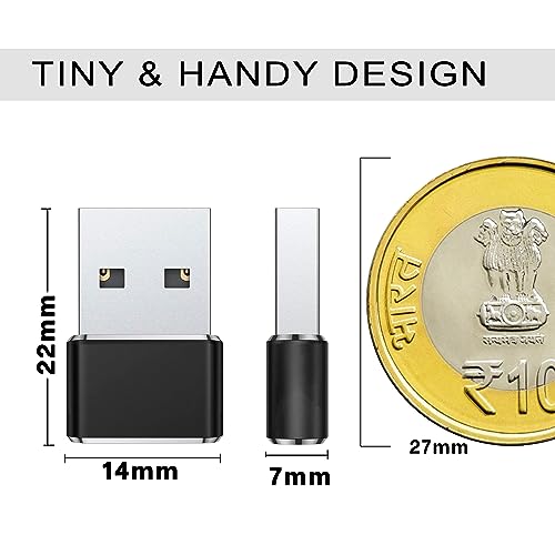 Image of Storite 2 Pack Small USB Type A Male to Type C Female Adapter, Black | Data Sync, Charging Cable Adapter Converter, Compatible Laptops Car Chargers PC