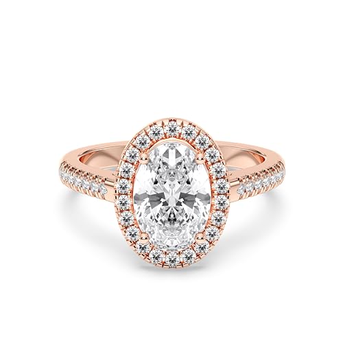IGI Certified F/VS 2Ct Oval and 0.50ct Side Lab Grown Diamond Halo Engagement Rings for Women Made in Solid Gold3