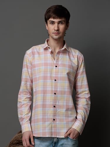 Image of NoseQueen Men's Checked Cotton Shirt | Full Sleeve Regular Fit Casual Shirt for Men | Soft Breathable Checkered Shirt