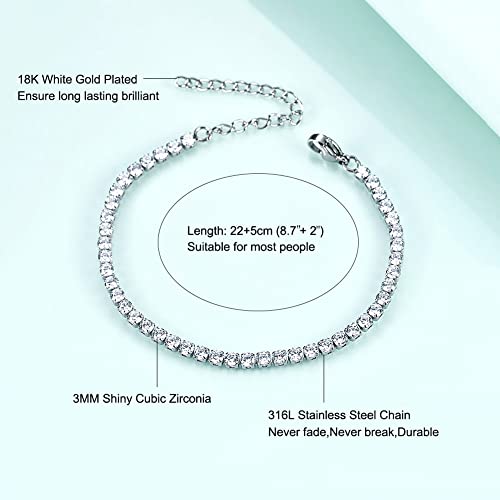 QJLE Luxe Water-Resistant Cubic Zirconia Tennis Anklet for Women - Adjustable Silver Beach Ankle Bracelet for Plus Size Comfort - Image 6