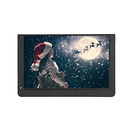 1080P Car Digital TV, 12in Color Screen Television, Portable Handheld ATV/UHF/VHF Stereo Surrounding Car Television for Bedroom, Kitchen, Caravan, Build in Rechargble Battery