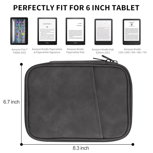 Image of HoYiXi Universal Sleeve Bag for 6 inch,6.8 inch,7 inch Kindle Paperwhite /Colorsoft 2024-2012 Compatible with 6 inch-6.8 inch All-new Kindle /Kobo /Tolino /Sony,6 inch EReader with Anti-Drop Protective Cover,Grey
