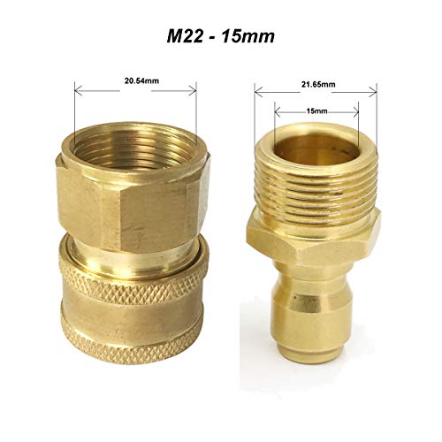 PLG 3/8 in. High Pressure Washer Hose Adapter M22-15mm Quick Connector Set