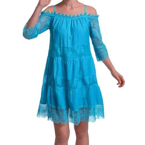 Robe d'été en dentelle pour femme coupe courte en ligne A sans manches