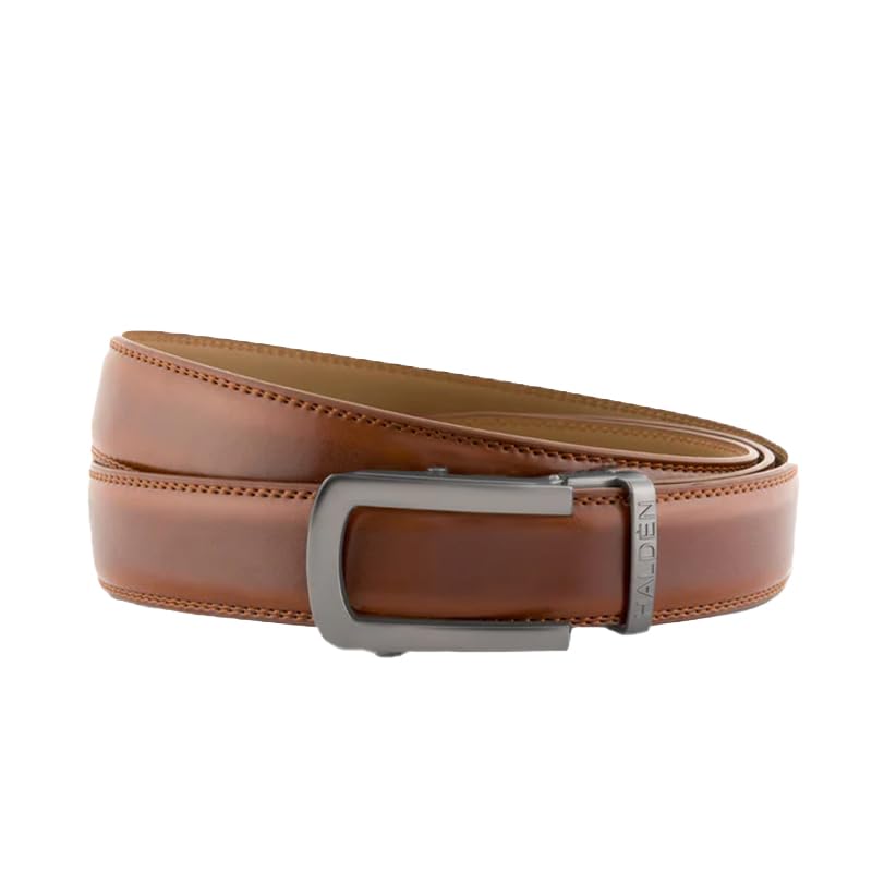 Image of HALDEN BURLEY Belts For Men Leather Original (Free Size Fits Up to 44 Inch Waist) Ratchet Straps, Unique Magnetic Auto-lock Buckle Formal Belts For Men
