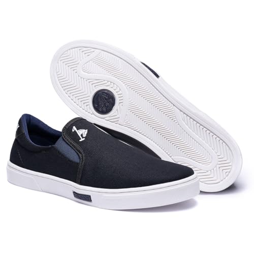 Tênis Sapatenis Masculino Iate Polo Joy Casual Confortavel (Preto/Branco, BR, Adulto, Numérico, 44)